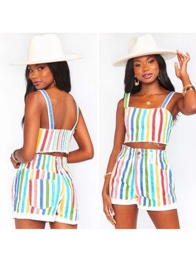 SMYM Rainbow Stripe Shorts PRIDE festival show me your MUMU blue EMELIA
